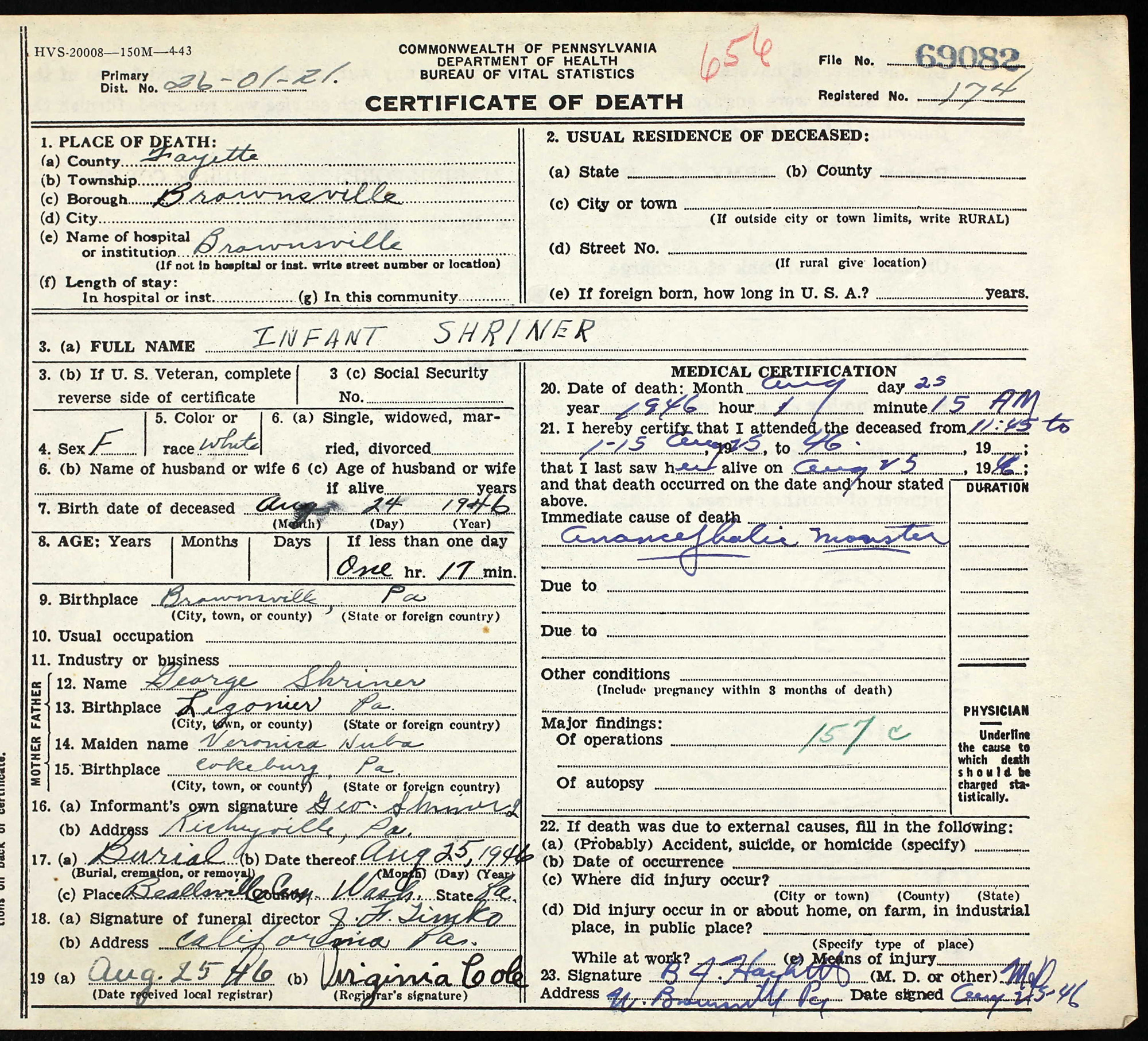 death certificate